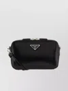 Prada Small Brique Brushed Leather Crossbody Bag In Black