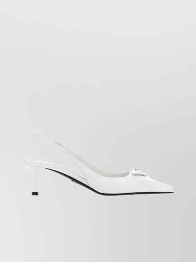 Prada Smooth Leather Kitten Heel Pumps With Peculiar Toe In White