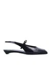 Prada Mary Jane Patent Pointy-toe Slingback Ballerina Flat In Black