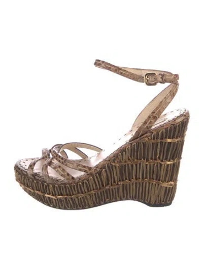 Pre-owned Prada Snakeskin Animal Print Espadrilles In Brown