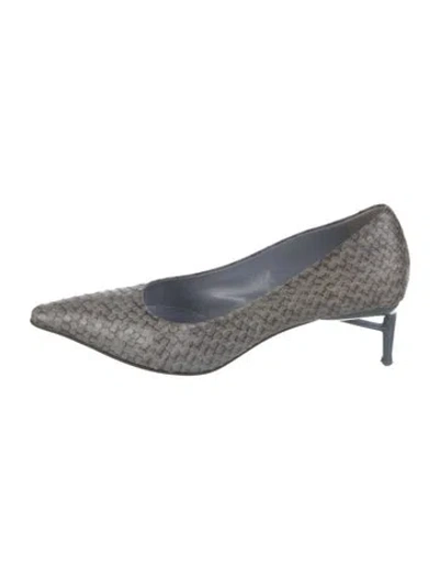 Pre-owned Prada Snakeskin Animal Print Pumps In Grey