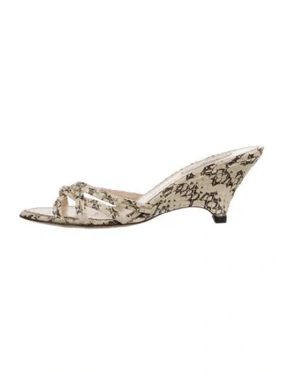 Pre-owned Prada Snakeskin Animal Print Slides In Neutral