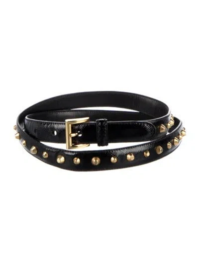 Pre-owned Prada Snakeskin Belt In Black