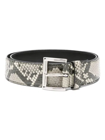 Prada Snakeskin-effect Belt In Gray