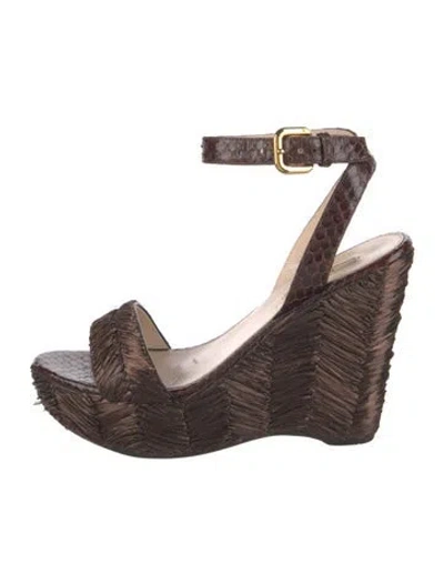 Pre-owned Prada Snakeskin Espadrilles In Brown