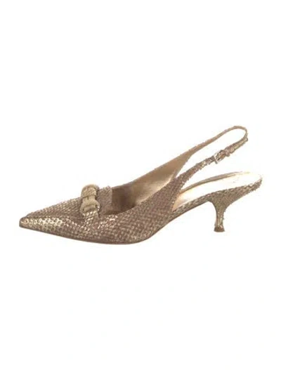 Pre-owned Prada Snakeskin Patterned Slingback Pumps