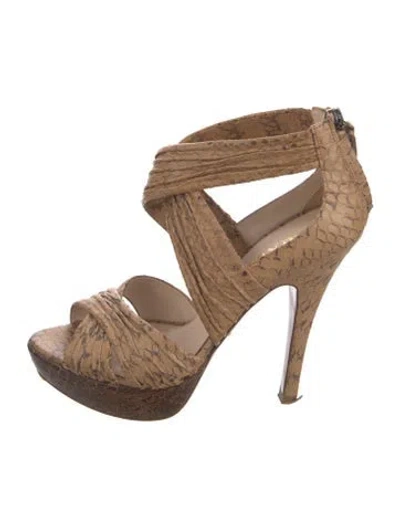 Pre-owned Prada Snakeskin Sandals In Neutral