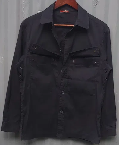 Pre-owned Prada Snap Button Up Shirt In Dark Blue