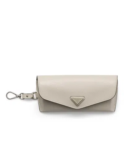 Prada Triangle-logo Eyeglasses Case In Gray