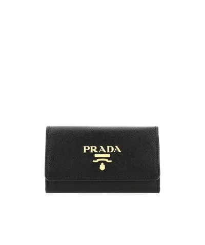 Prada Snap Key Case In Black