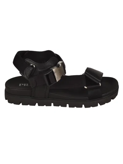 Prada Snap-lock Sandals In Black