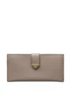 Prada Snap Triangle-logo Leather Wallet In Gray