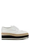 Prada Scarpe Stringate In Pelle Bianca  Donna