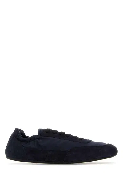 Prada Collapse Re-nylon And Suede Sneakers In Navy