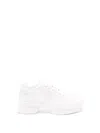 Prada Almond Toe Lace-up Rubber Sole Sneakers In White