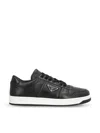 Prada Leather Sneakers With Perforated Toe Cap In Black