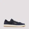 Prada Downtown Eyelets-detail Suede Sneakers In Blue