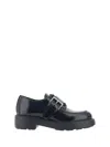 Prada Brushed Leather Lace-up Shoes With Strap