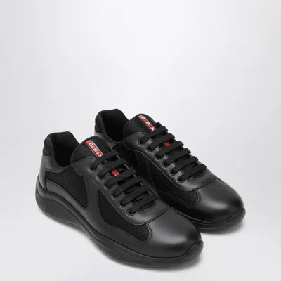 Prada Black Leather New Americas Cup Sneakers