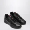 Prada Black Leather And Tech Fabric Sneakers In Black