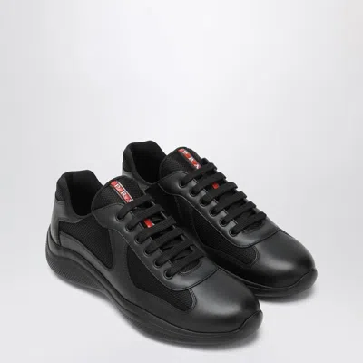 Prada Black Leather New Americas Cup Sneakers