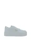 Prada Platform Sole Sneakers Iconic Triangle In Bianco
