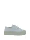 Prada Laced Canvas Sneaker In Bianco