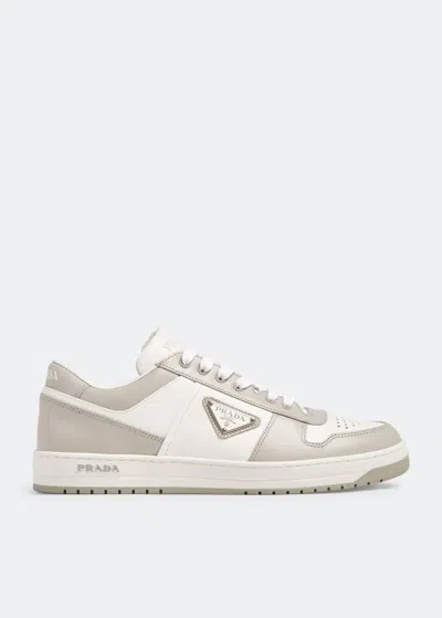 Prada Leather Sneakers Downtown Two-tone Silhouette In Gray