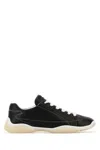 Prada Leather Sneakers With Contrast Stitching And Rubber Sole In Pattern