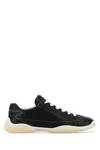 Prada Leather Sneakers With Contrast Stitching And Rubber Sole In Pattern