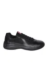 Prada Black Leather And Tech Fabric Sneakers In Black
