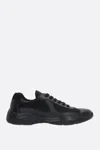 Prada Black Leather And Tech Fabric Sneakers In Black