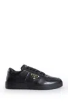Prada Leather Triangle-logo Sneakers In Black