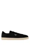 Prada Midnight Blue Re-nylon And Suede Sneakers In Black