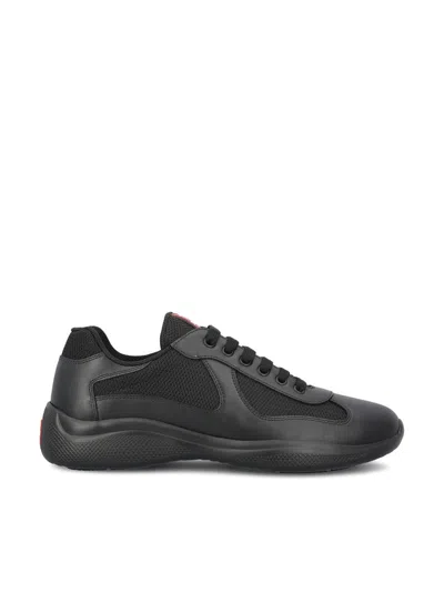 Prada Black Leather New Americas Cup Sneakers