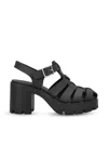 Prada Sandals Buckle Detail Chunky Sole Open Toe In Black