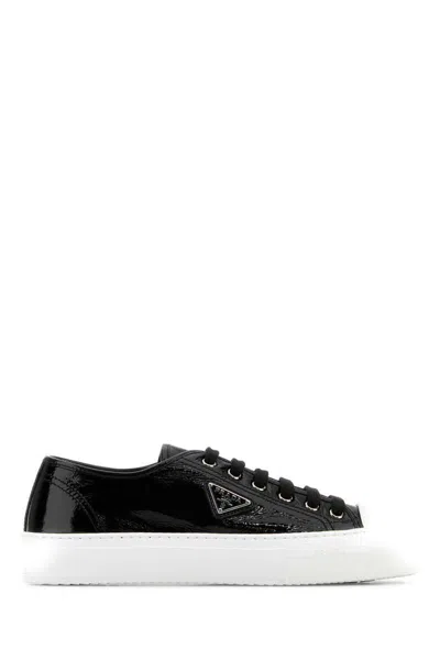 Prada Laced Sneakers In Black