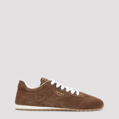 Prada Cocoa-coloured Sneakers In Suede Leather In Brown