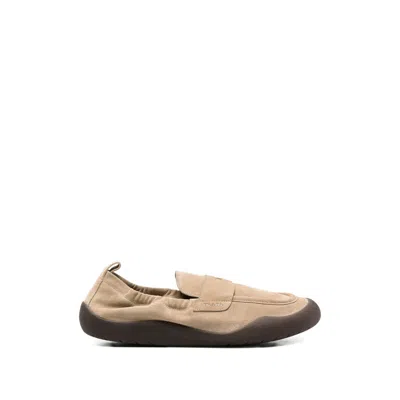Prada Logo-detail Suede Loafers In Brown