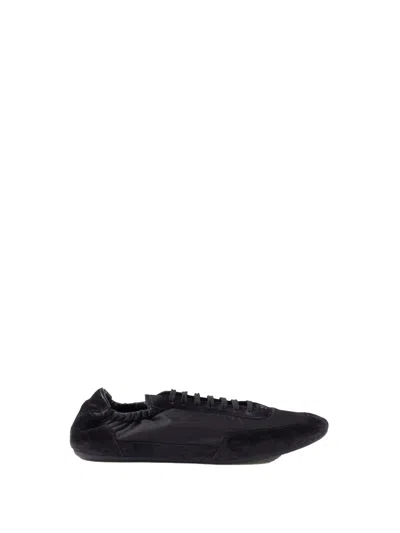 Prada Collapse Re-nylon And Suede Elasticized Sneakers In Black