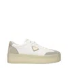 Prada Downtown Leather Sneakers In White