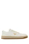 Prada Ivory Nappa Leather Downtown Sneakers In Neutral