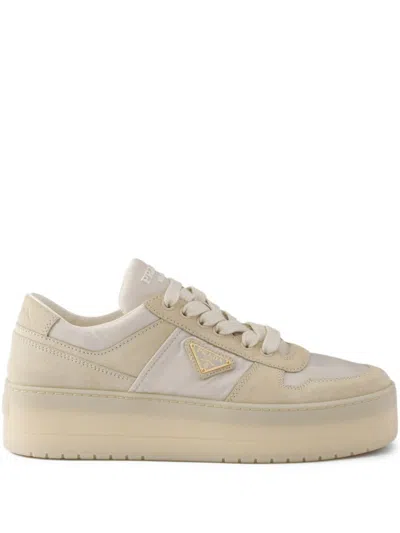 Prada Sneakers "downtown" With Elevated Sole In Neutral
