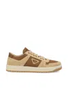 Prada Downtown Re-nylon And Suede Sneakers In Ecru''+corinto