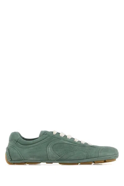 Prada Montecarlo Suede Sneakers In Green