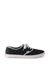 Prada Lace Up Sneakers Contrast Trim Rubber Sole In Black