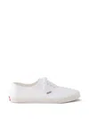Prada Drill Fabric Low Top Lace Up Sneakers In White