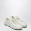 Prada Leather Sneakers Crafted Geometric Stitching In White