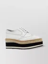 Prada Scarpe Stringate In Pelle Bianca  Donna