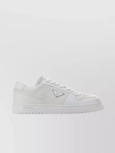 Prada Sneakers Leather Perforated Toe In Gray